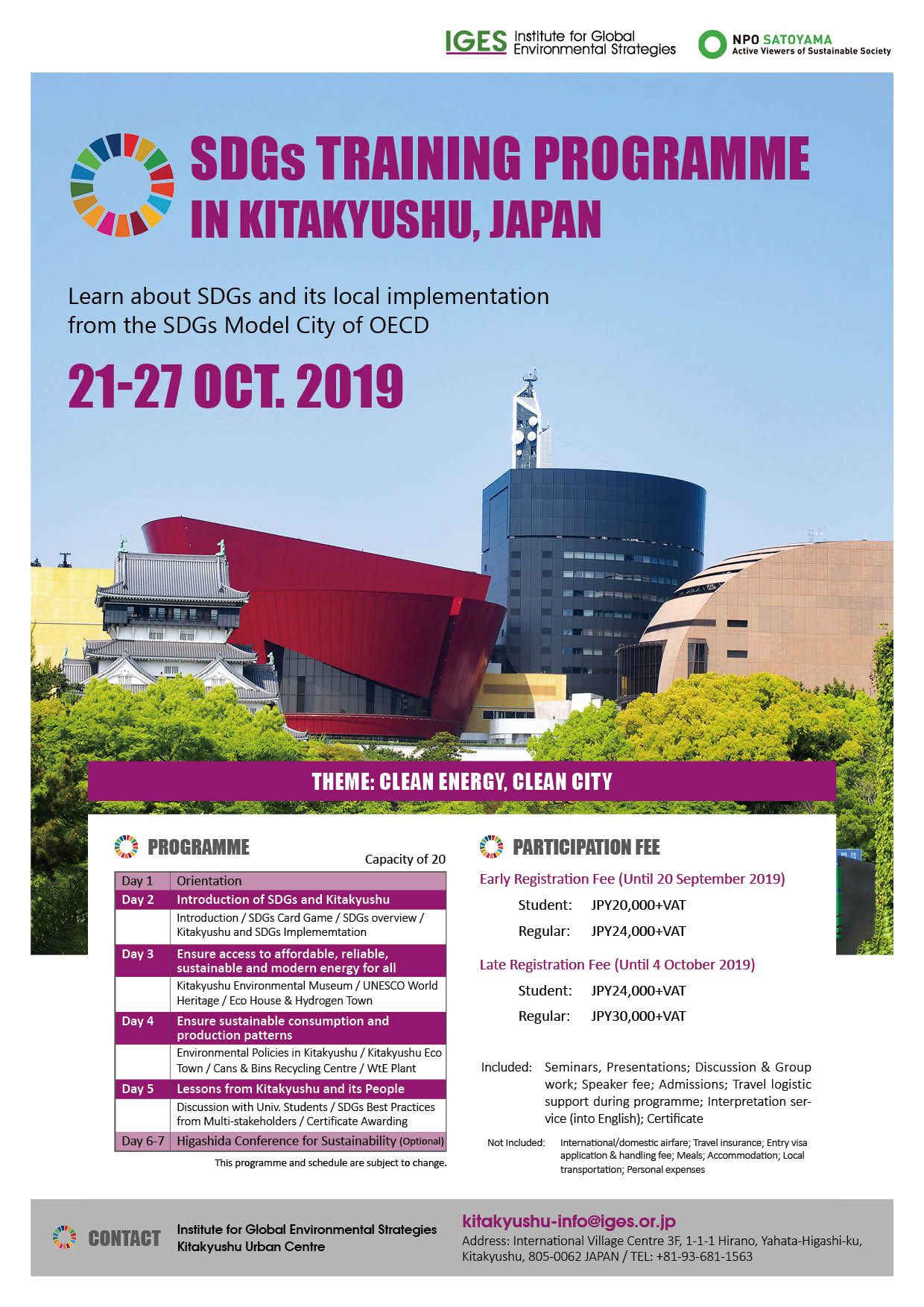 1 Week Programme 21-27 Oct. 2019 | Kitakyushu SDGs